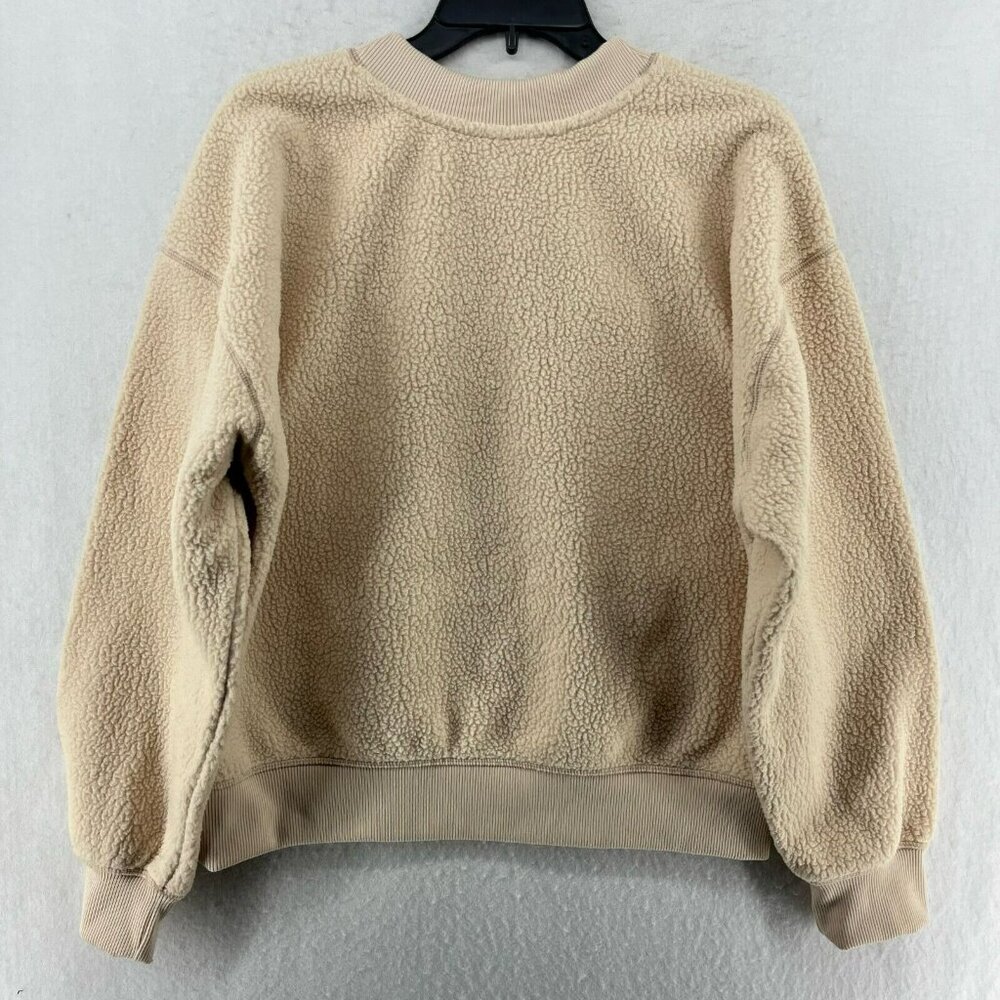 Universal Thread Sweater Women's Sz M Beige Sherpa Fleece Pullover Long Sleeves - Picture 2 of 12